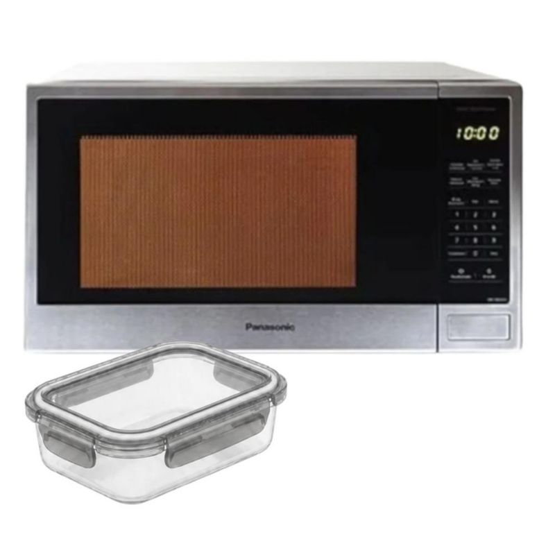 Set Microondas Panasonic NN-SB646SRUH 1.3 p3 + Tupper Vidrio Borosilicato 640 ml