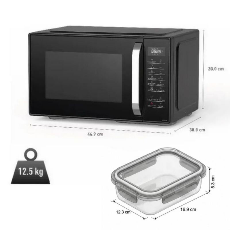 Set Microondas Panasonic NN-ST34QBRPH 0.9 p3 + Tupper Vidrio Borosilicato 640 ml