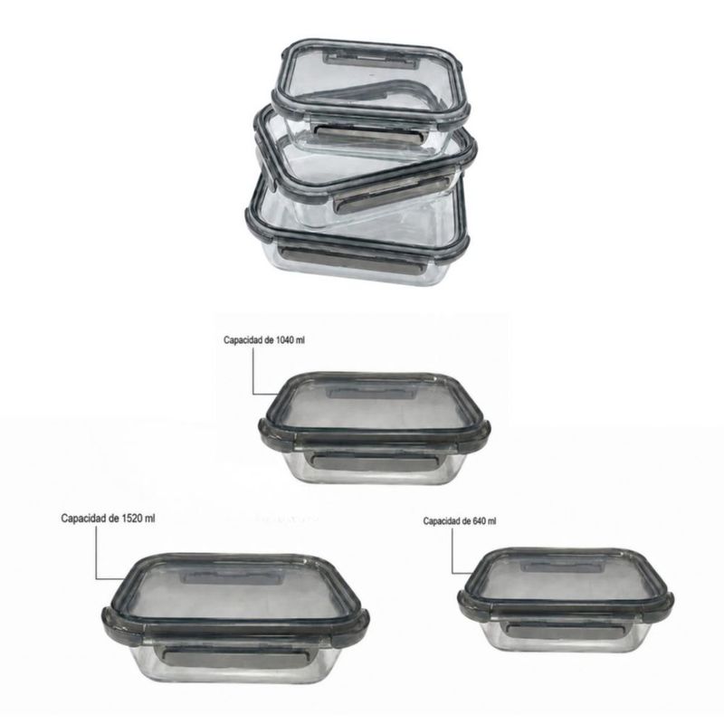 Set Microondas Panasonic NN-ST34QBRPH 0.9p3 + 3 Tuppers Vidrio Borosilicato