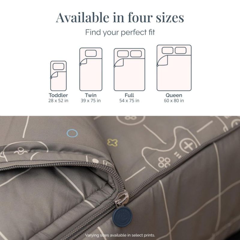 Juego de ropa de cama Beddy's Full gris con diseño gamer y cremallera