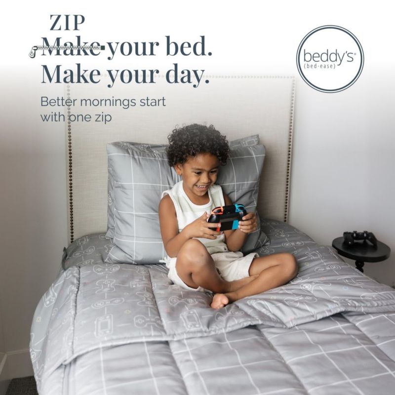 Juego de ropa de cama Beddy's Full gris con diseño gamer y cremallera