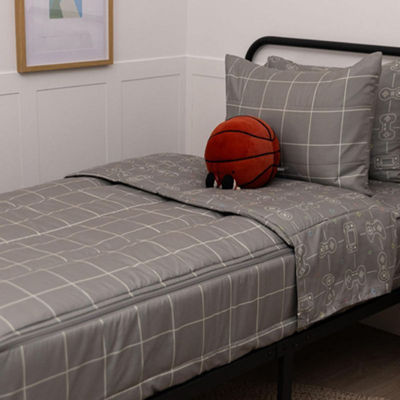 Juego de ropa de cama Beddy's Full gris con diseño gamer y cremallera