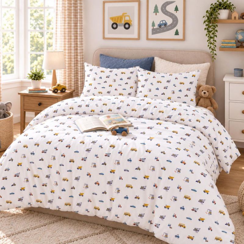 Funda nórdica Ivellow Full 203 cm con estampado de excavadora