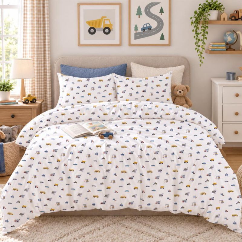 Funda nórdica Ivellow Full 203 cm con estampado de excavadora