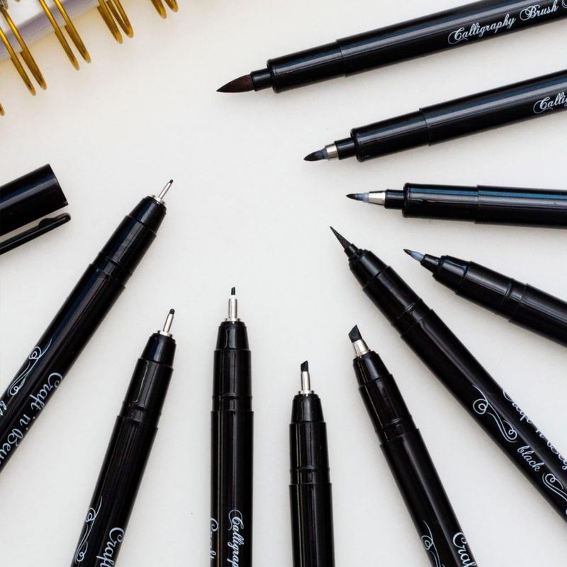 Set de 10 Plumas de Pincel Craft 'n' Beyond con Tinta Negra