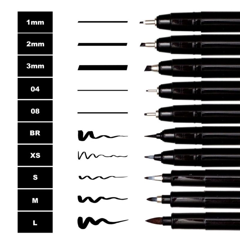 Set de 10 Plumas de Pincel Craft 'n' Beyond con Tinta Negra