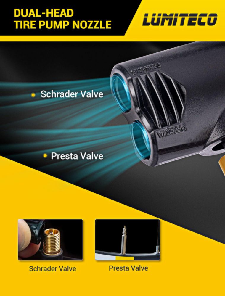 Conector de Aire LUMITECO Presta/Schrader 1/4" F-NPT con Bloqueo