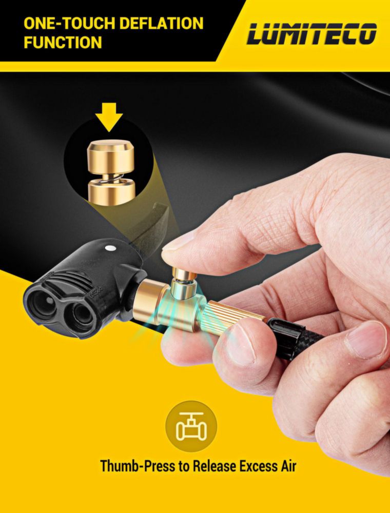 Conector de Aire LUMITECO Presta/Schrader 1/4" F-NPT con Bloqueo