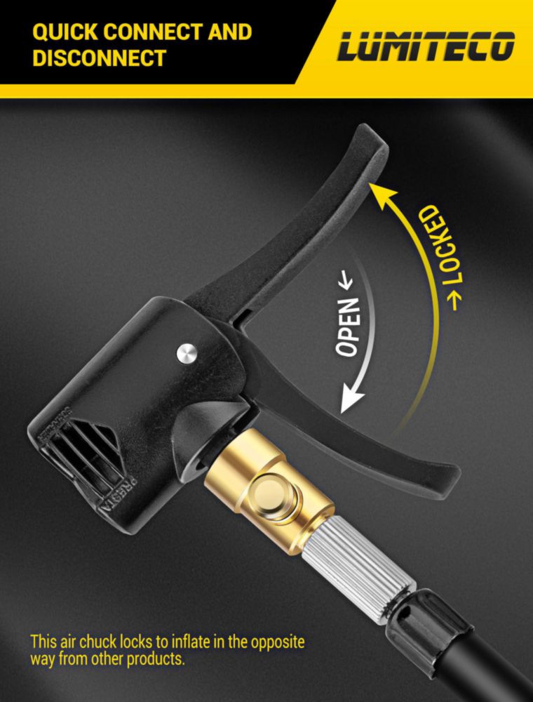 Conector de Aire LUMITECO Presta/Schrader 1/4" F-NPT con Bloqueo