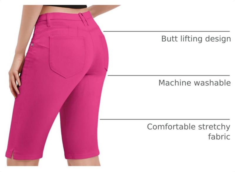 Bermudas femeninas Hybrid & Company fucsia talla 22