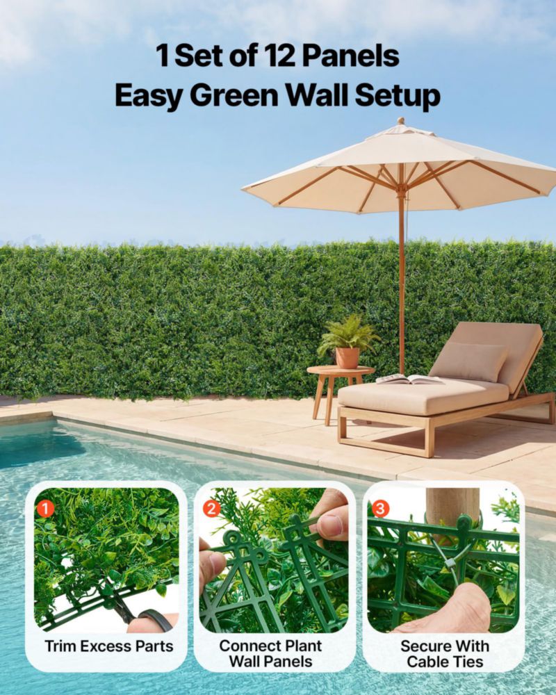 Panel de Cercado VEVOR 51 cm × 51 cm Pack de 12 Fondo de Vegetación