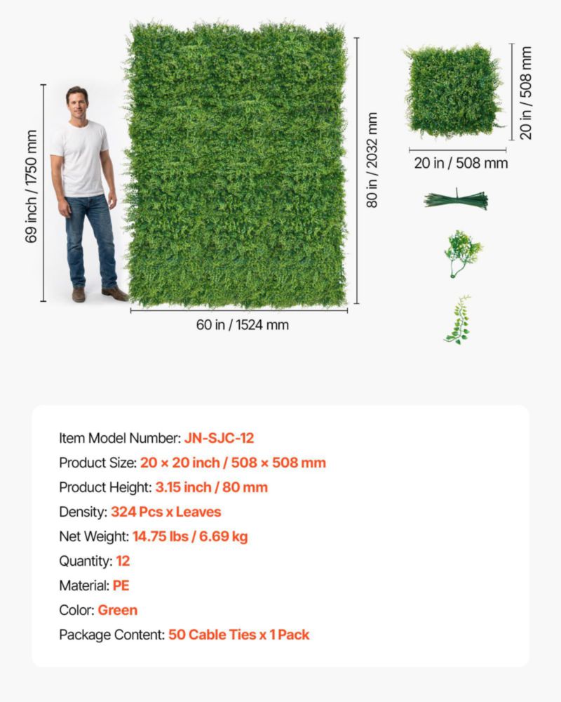 Panel de Cercado VEVOR 51 cm × 51 cm Pack de 12 Fondo de Vegetación