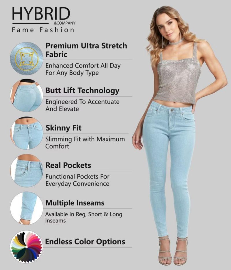 Jeans Hybrid & Company 24 de lavado claro y denim elástico