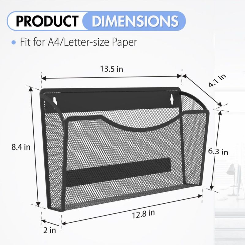 Porta documentos Gawerk 35x10x21 cm Negro 3 unidades magnéticas