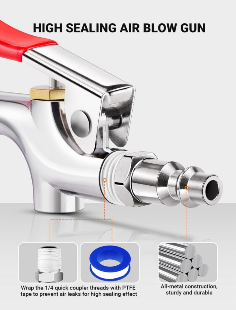 Pistola de Aire FEAOXYO 4 uds 1/4" Kit de Acoplamiento Rápido