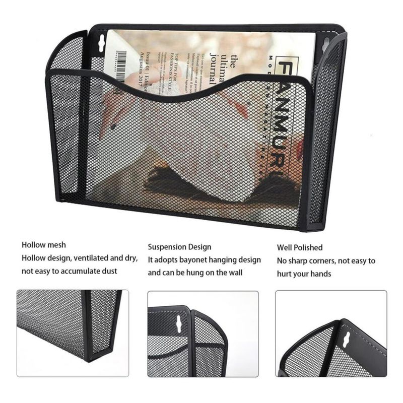 Organizador de archivos de pared Gawerk - paquete de 6 - 35 × 10 cm - malla metálica