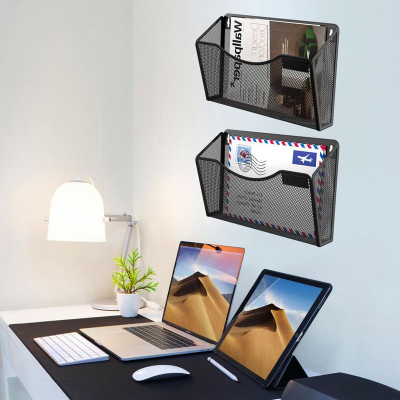 Organizador de archivos de pared Gawerk - paquete de 6 - 35 × 10 cm - malla metálica
