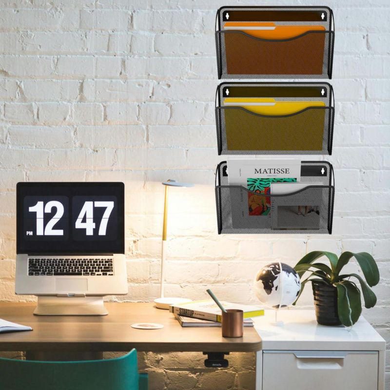Organizador de archivos de pared Gawerk - paquete de 6 - 35 × 10 cm - malla metálica