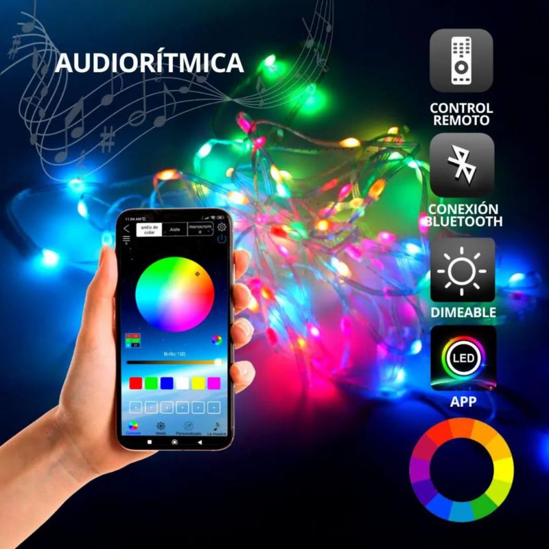 Cortina LED Smart 2x2 m Decorativa USB con Control Remoto