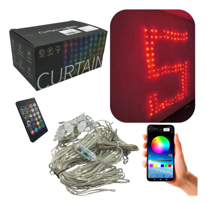 Cortina LED Smart 2x2 m Decorativa USB con Control Remoto
