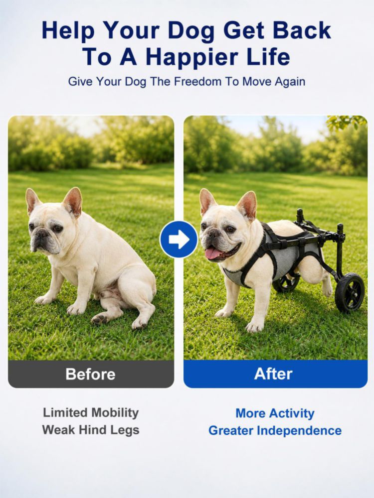 Silla de ruedas para perros BECROWM - carrito de movilidad ajustable
