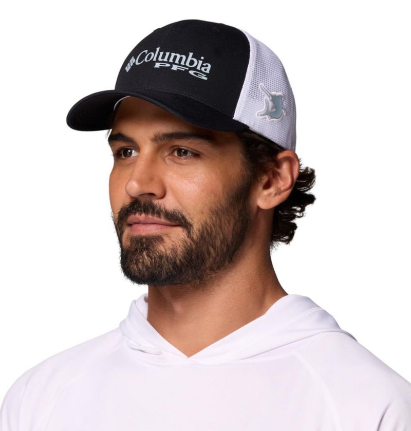 Gorra Columbia PFG Logo Mesh L/XL Negro/Azul Triturado/Marlin