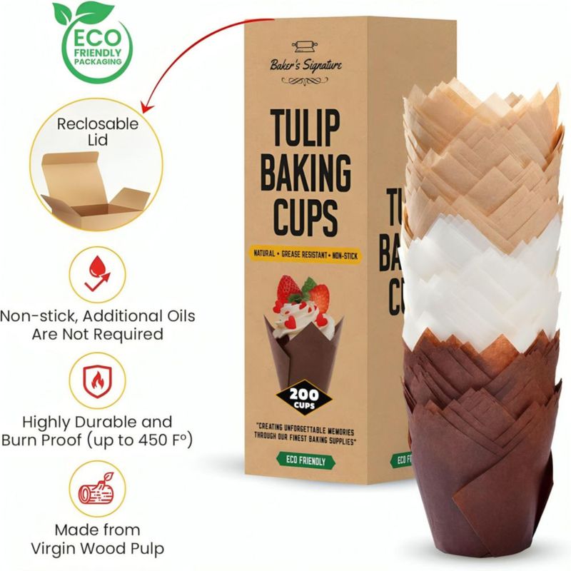 Cápsulas para cupcakes Baker's Signature 200 piezas de papel pergamino