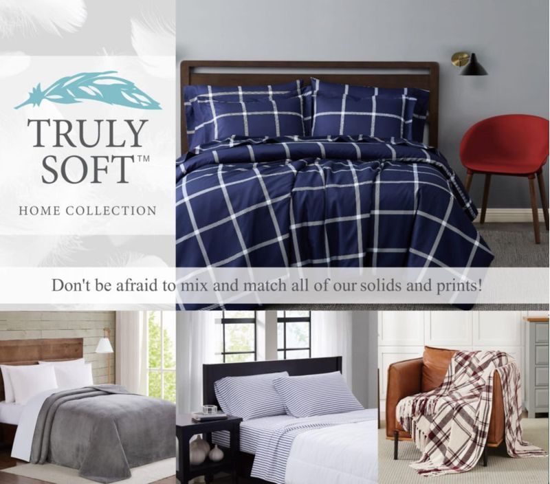 Juego de edredón TRULY SOFT Full/Queen a cuadros estilo búfalo negro