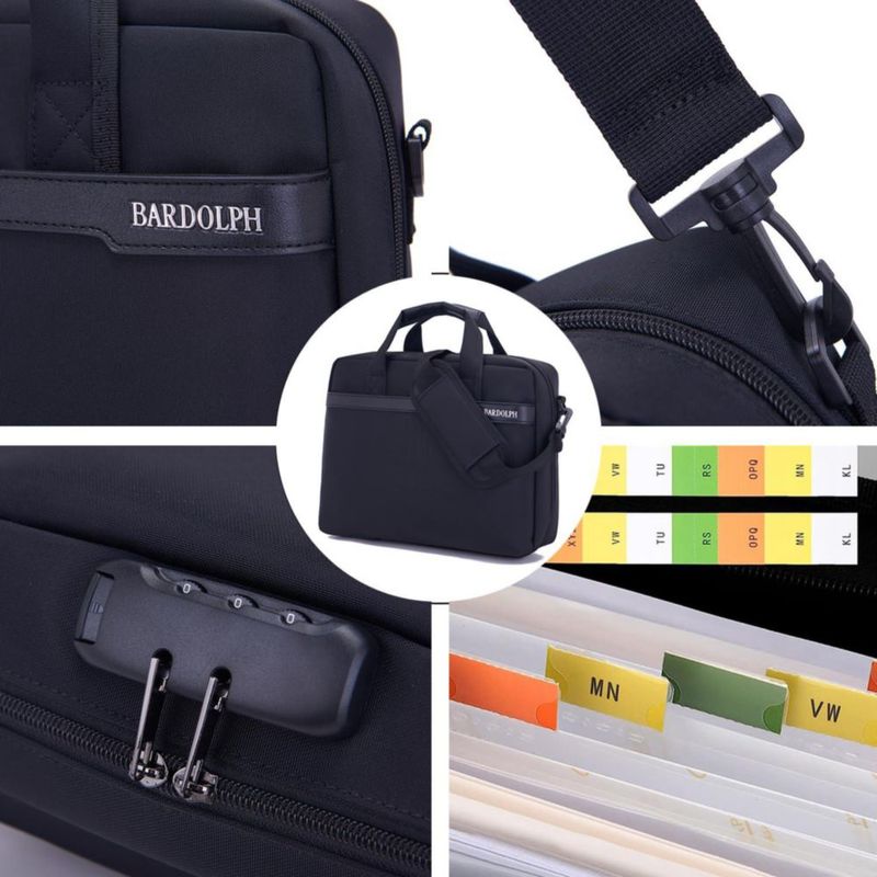 Carpeta de archivo BARDOLPH 29 cm x 21 cm negra con candado