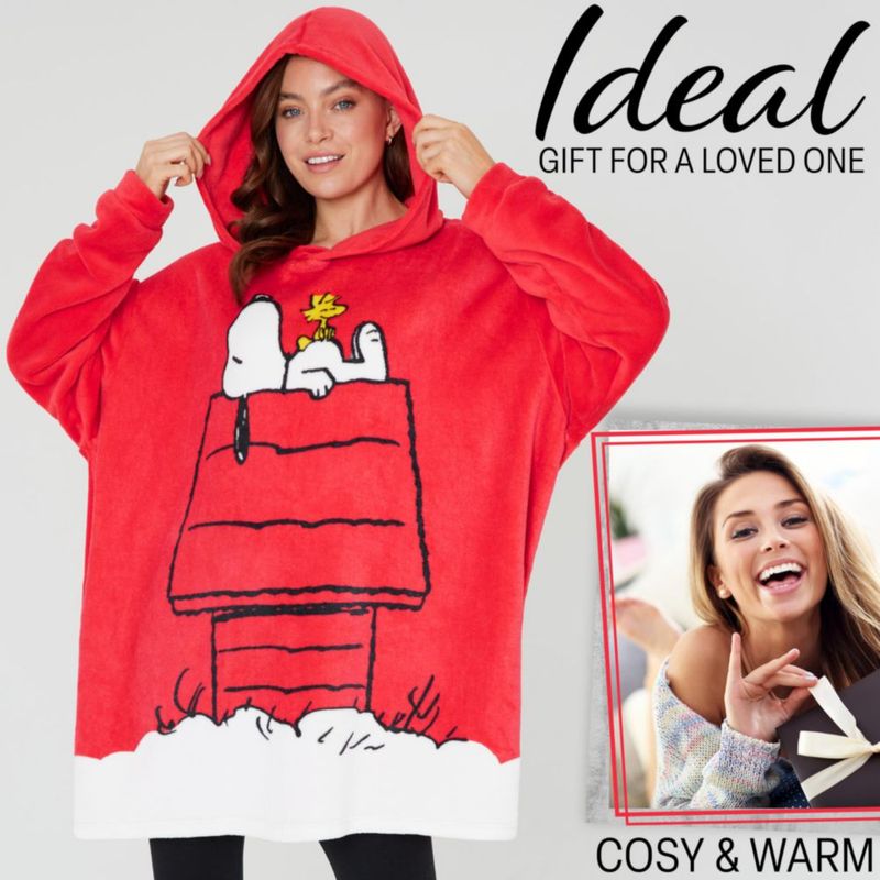Sudadera Peanuts Snoopy de forro polar oversize tipo poncho