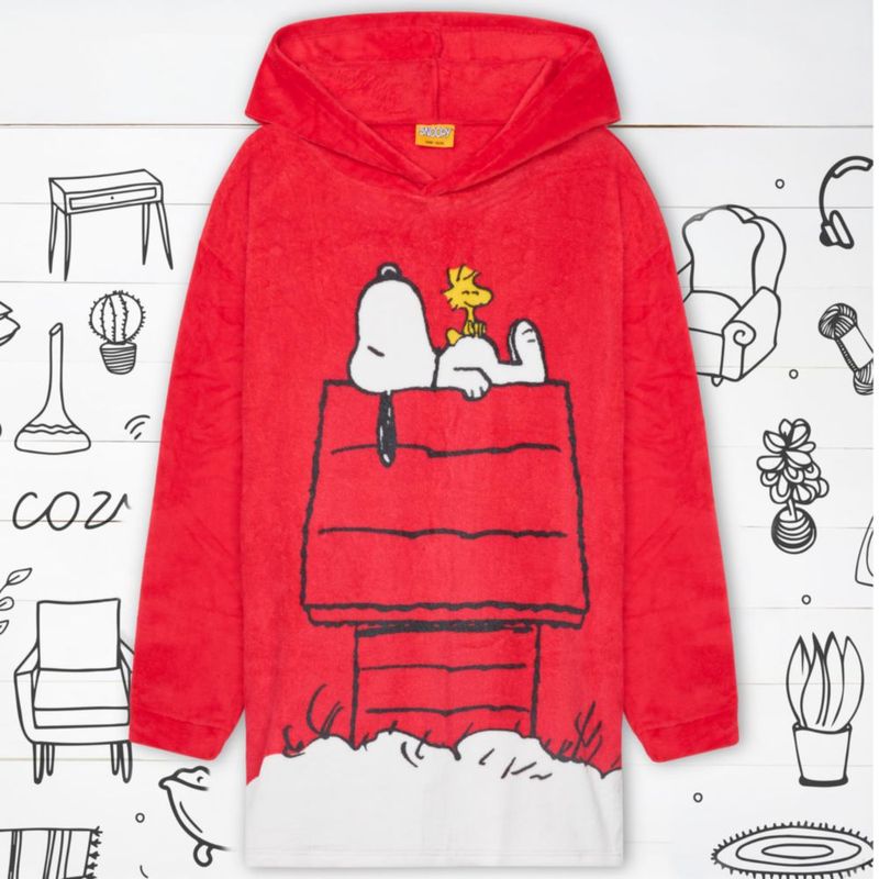Sudadera Peanuts Snoopy de forro polar oversize tipo poncho