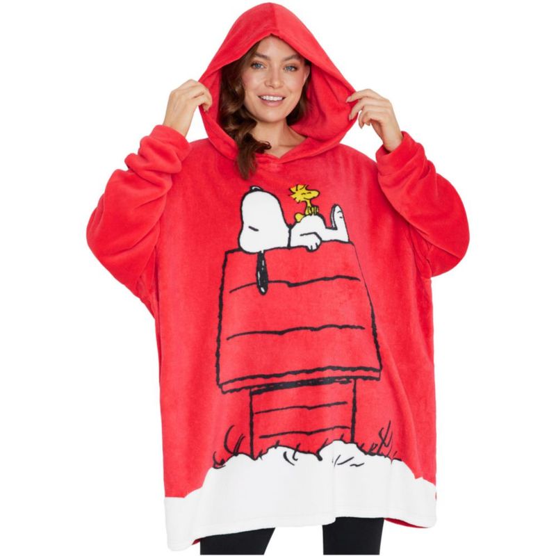 Sudadera Peanuts Snoopy de forro polar oversize tipo poncho