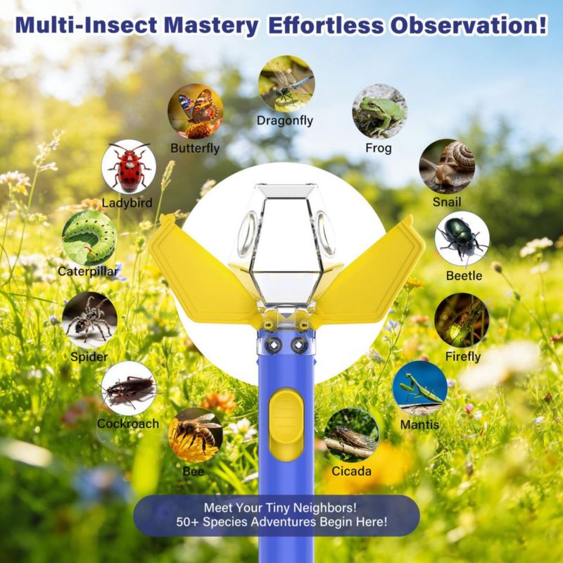Atrapa insectos JOYMATE pack de 2 con lupa 6X azul