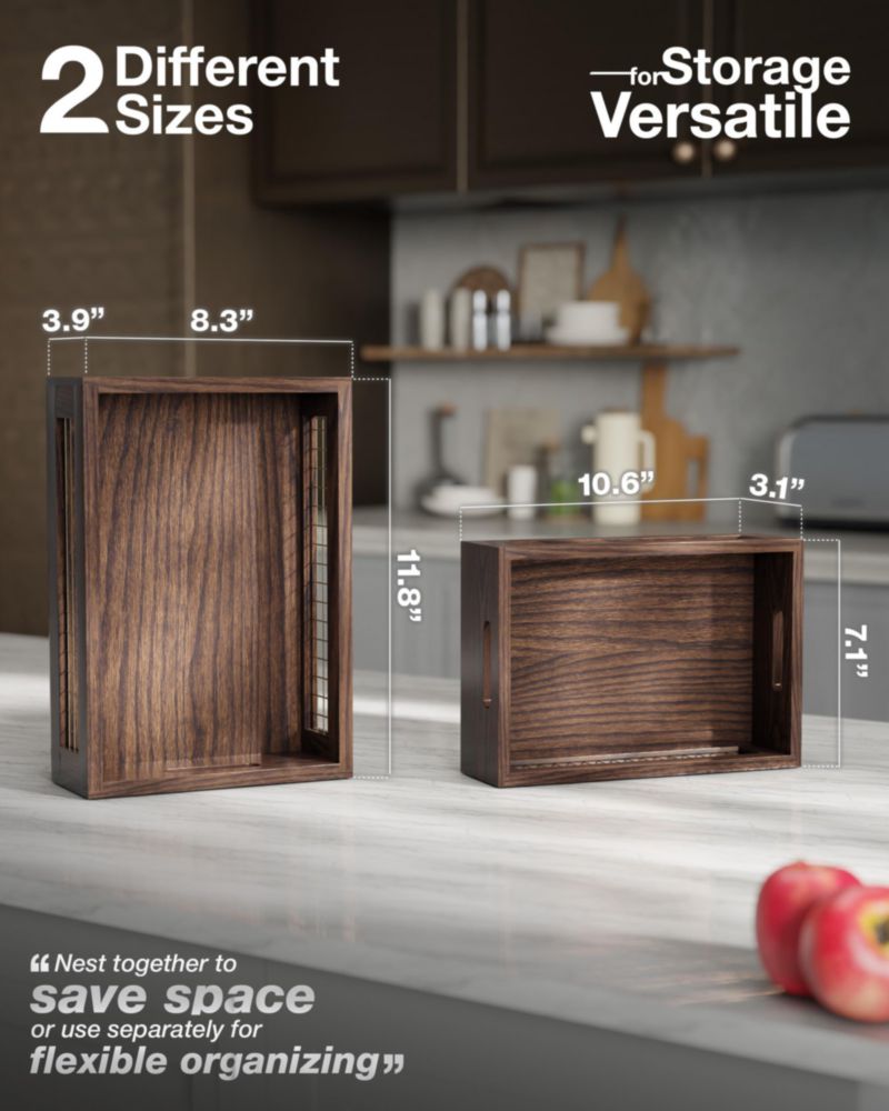 Juego de 2 cestas de madera NAGAWOOD 30 × 21 × 10 cm y 27 × 18 × 8 cm