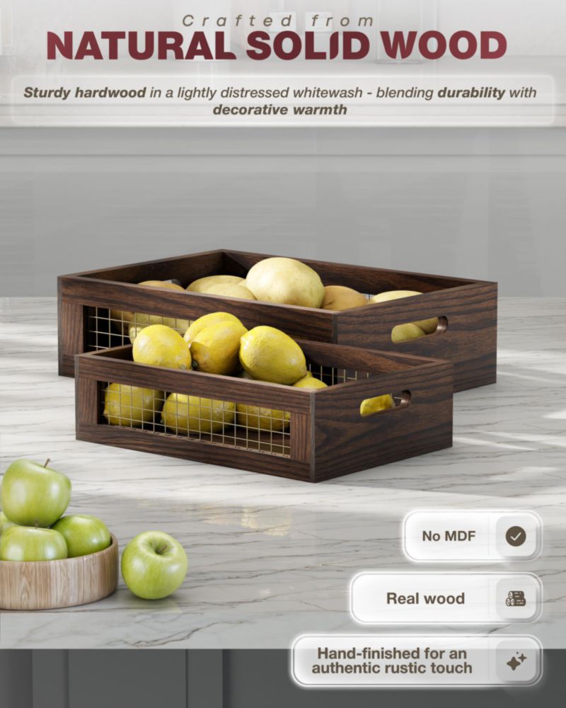 Juego de 2 cestas de madera NAGAWOOD 30 × 21 × 10 cm y 27 × 18 × 8 cm