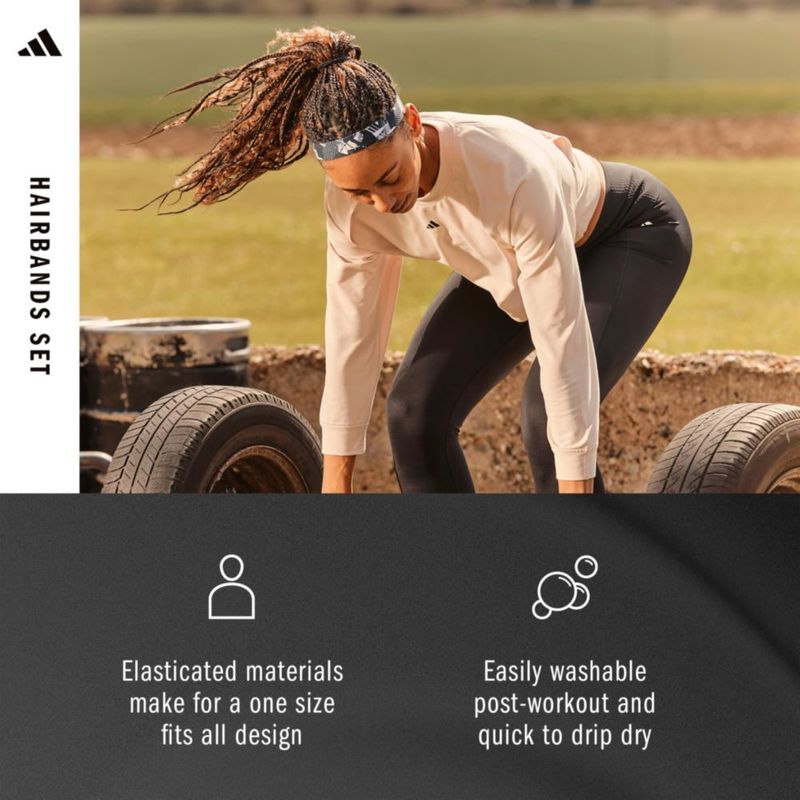Cinta para sudor adidas negra multi 3 unidades de lycra