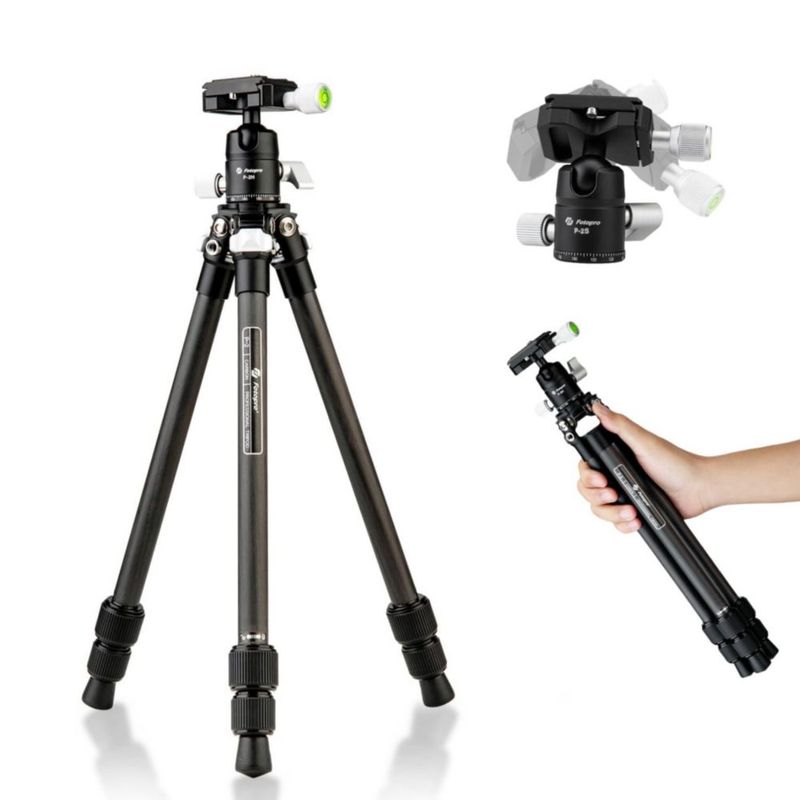 Trípode Fotopro P-2 de 71 cm con Cabezal Esférico de Fibra de Carbono