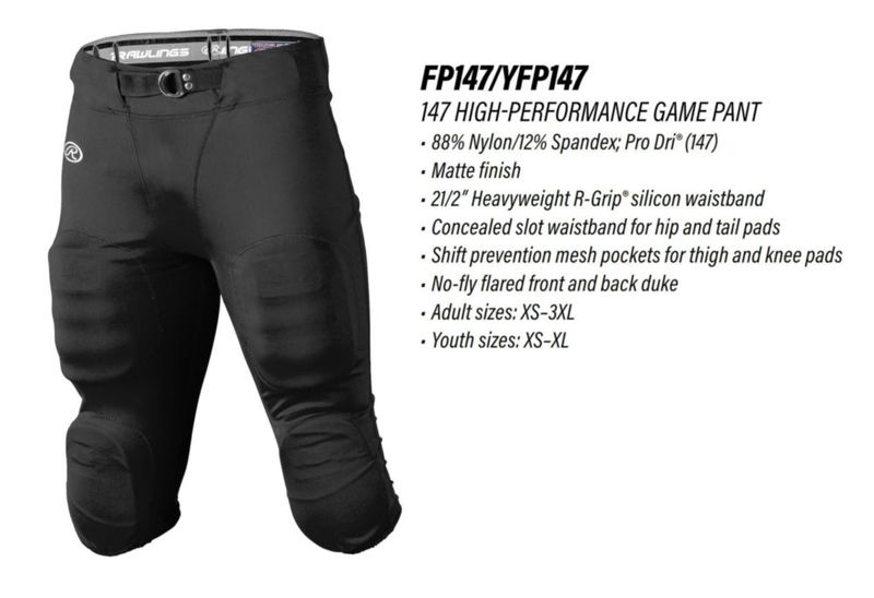Pantalones de fútbol Rawlings blanco talla S – alto rendimiento