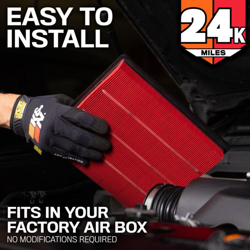 Filtro de Aire de Motor K&N KNF-0634 de Vida Extendida 38 600 km