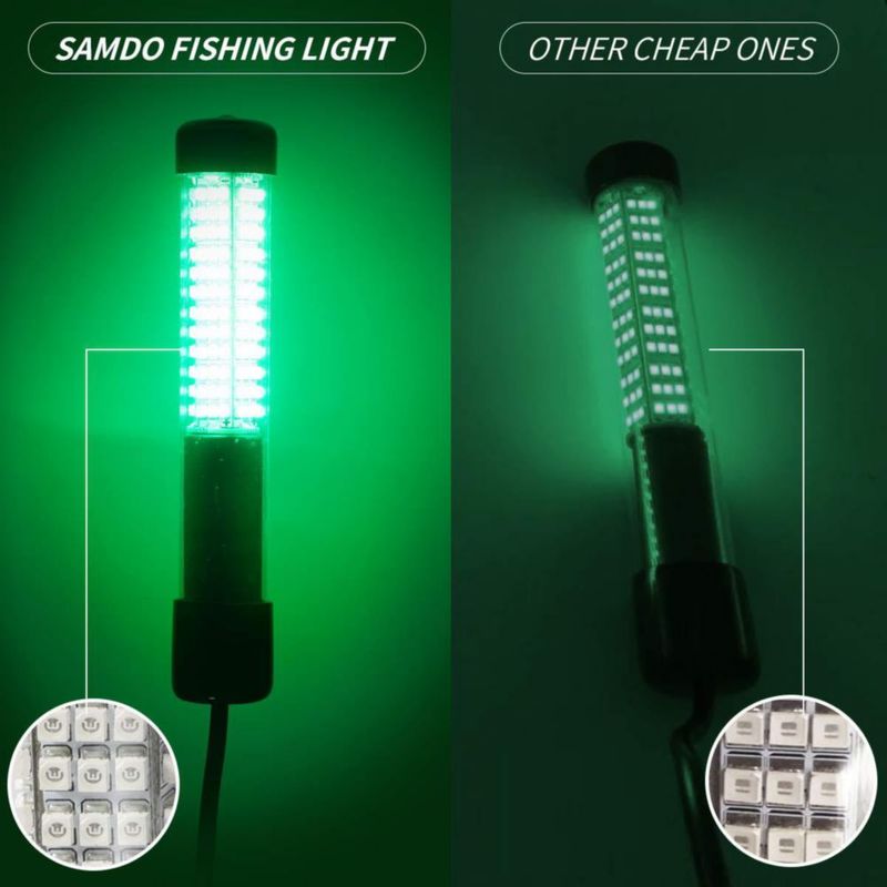 Luz de pesca subacuática SAMDO 12V 180 LED 1080 lúmenes verde