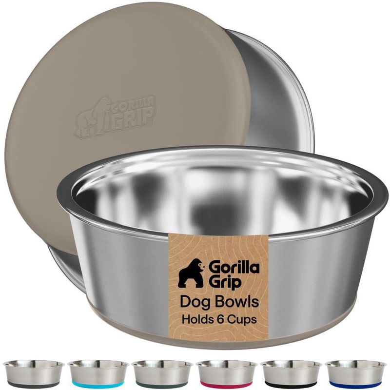 Tazones para perro GORILLA GRIP - Juego de 2 19 L color beige