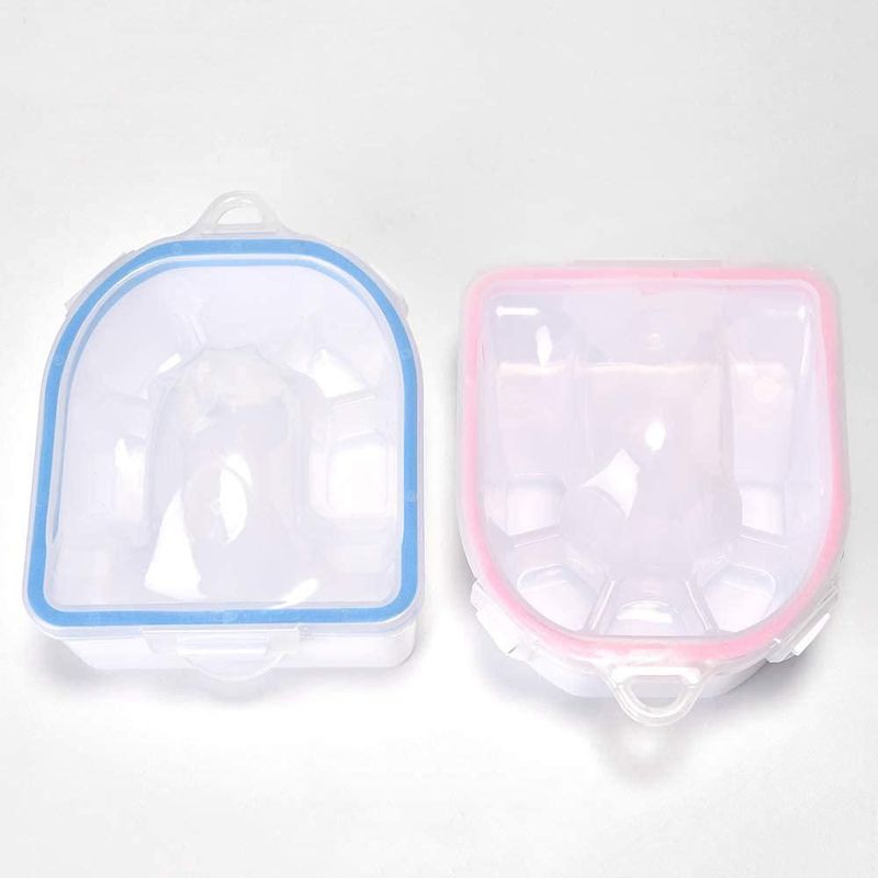 Juego de 2 cuencos para remojo de uñas Rolabling rosa y azul