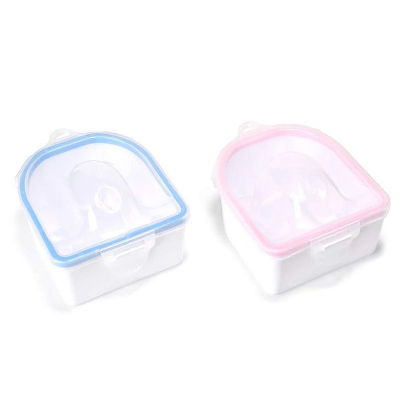 Juego de 2 cuencos para remojo de uñas Rolabling rosa y azul
