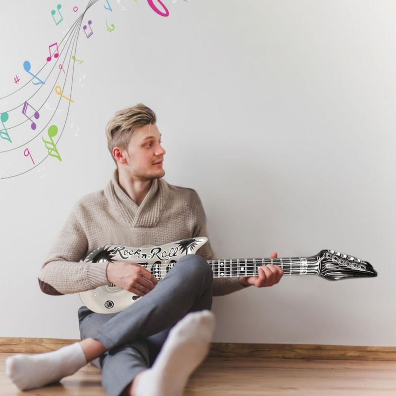Guitarra Inflable Vaulted Skulls & Co 94 cm Plateada