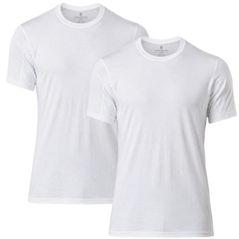 Camiseta interior THOMPSON TEE de algodón cuello redondo blanco talla L (paquete de 2)
