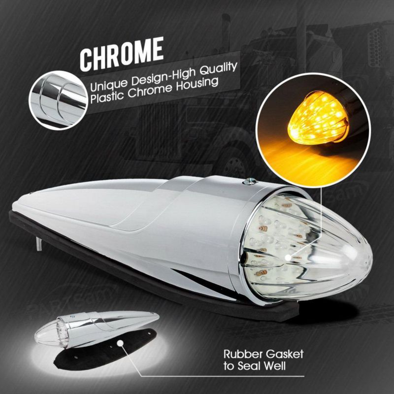 Marcador de Cabina Partsam 5 uds Ámbar 17 LED Cromo 39 cm