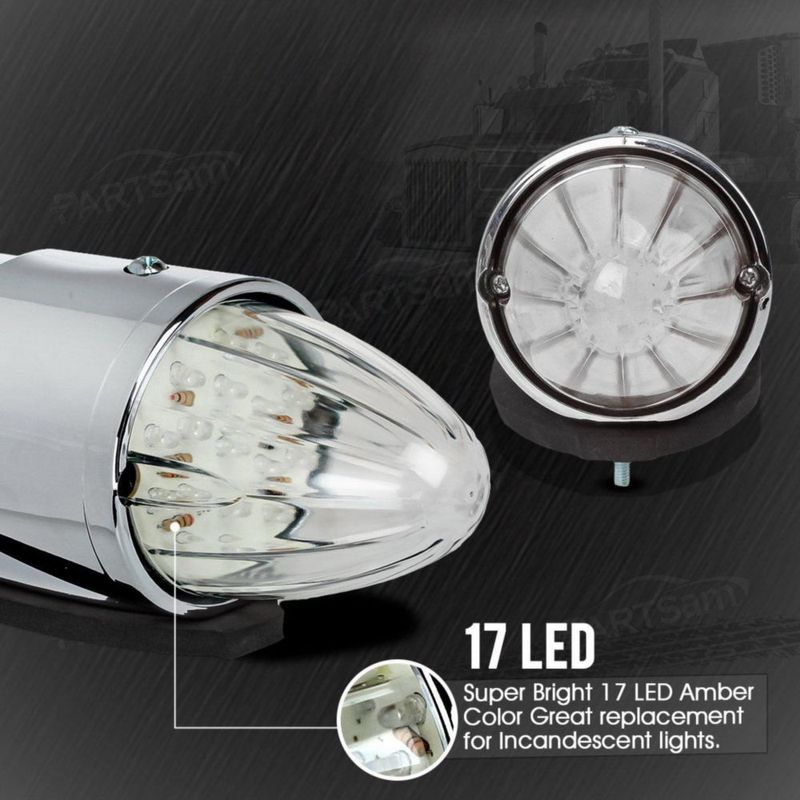 Marcador de Cabina Partsam 5 uds Ámbar 17 LED Cromo 39 cm