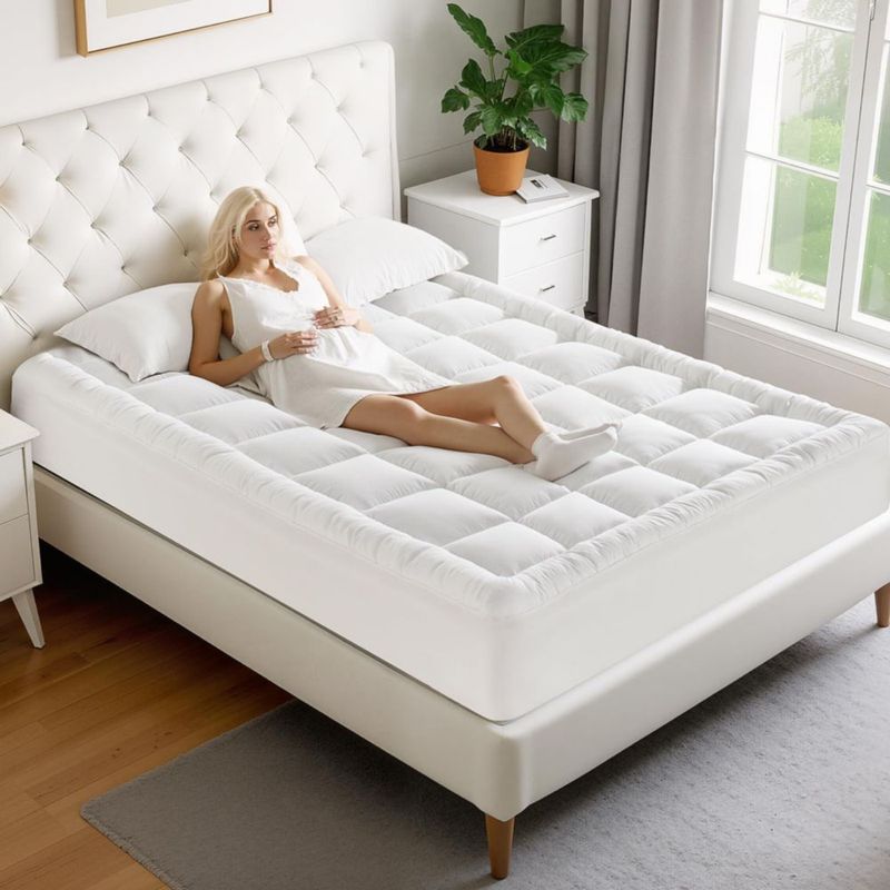 Protector de colchón MATBEBY 152 × 191 cm Blanco bolsillo profundo para RV