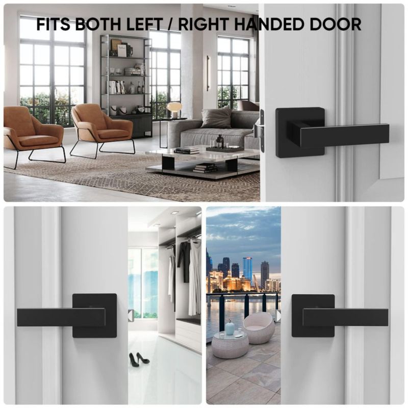 Manijas de puerta TICONN 10 uds perilla cuadrada negro mate