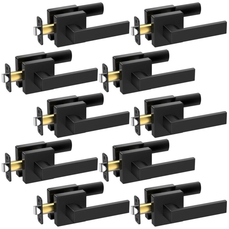 Manijas de puerta TICONN 10 uds perilla cuadrada negro mate